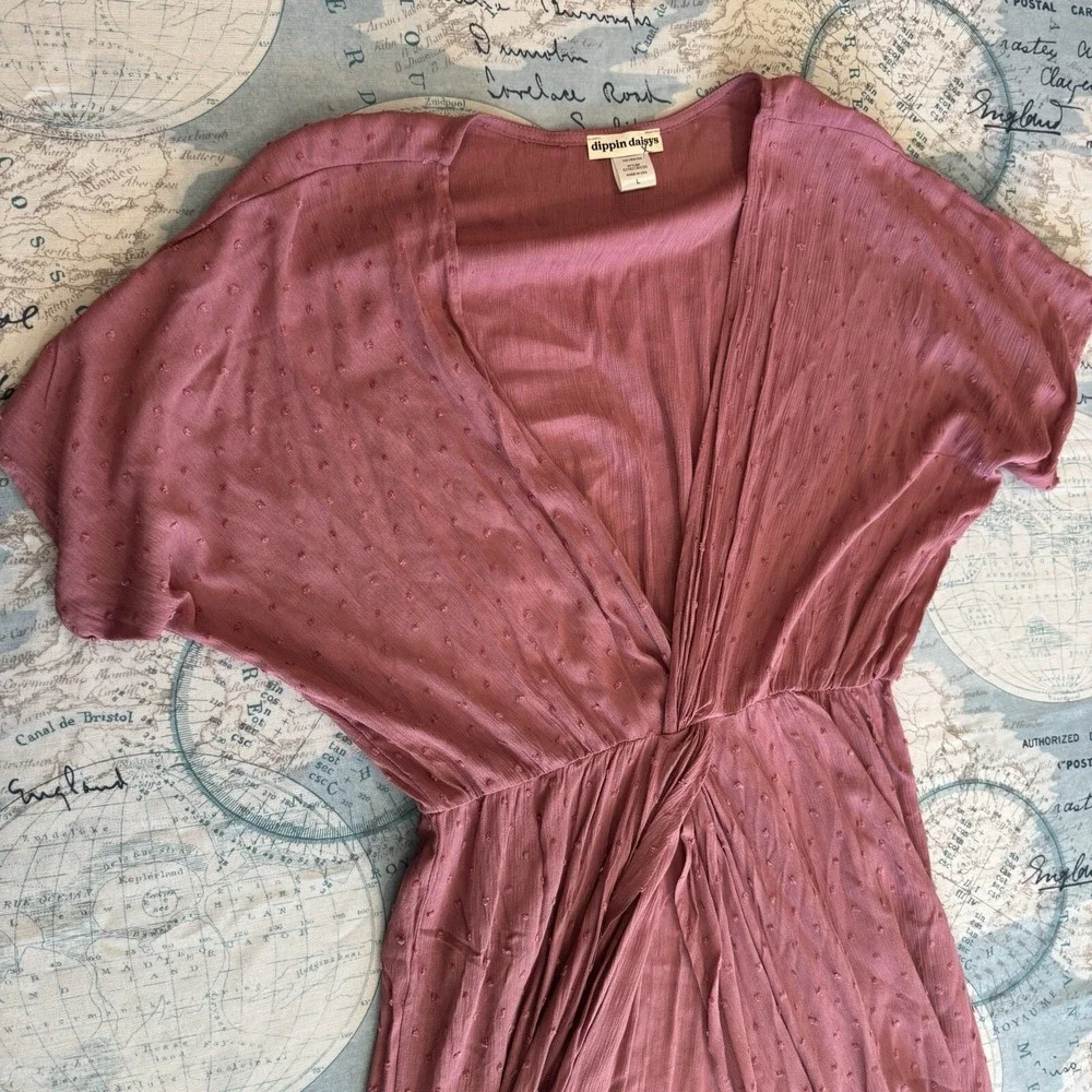 Dippin Daisys Womens Mauve Swiss Dot‎ V-Neck Maxi Dress EX1827JDCOD Pink Large